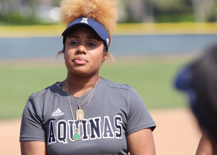 Jaeya Butler is the queen of bling around Aquinas High School. Photo: John Murphy